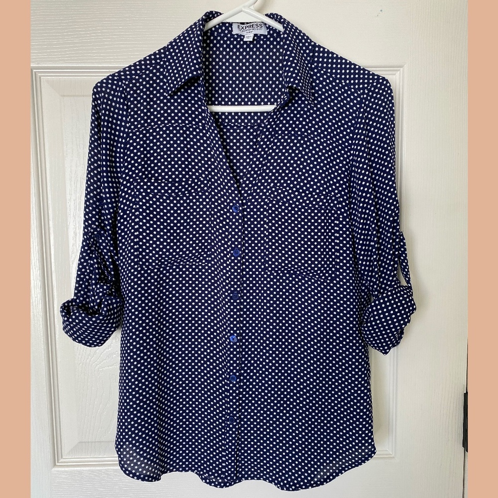 Express Polka Dot Portofino Blouse